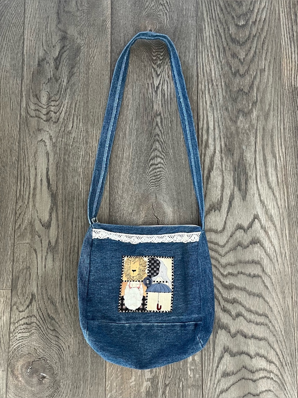 NOAH’S ARK Handmade Upcycled Denim Crossbody Shoulder Bag